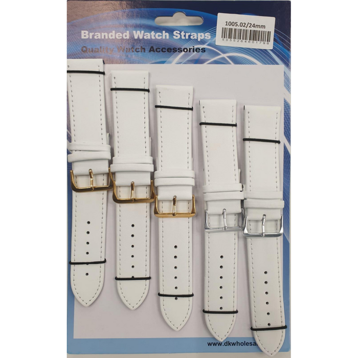 Leather White Watch Straps Pk5 size 24mm 1005.02
