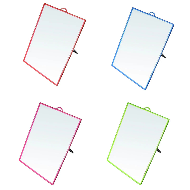Desk Table Plastic Coloured Border Square Shaped Mirror Assorted Colours