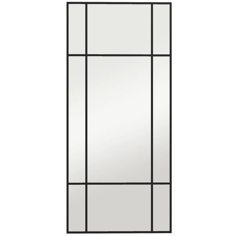 HOMCOM Decorative Grid Wall Mirror, with Back Hooks - Black