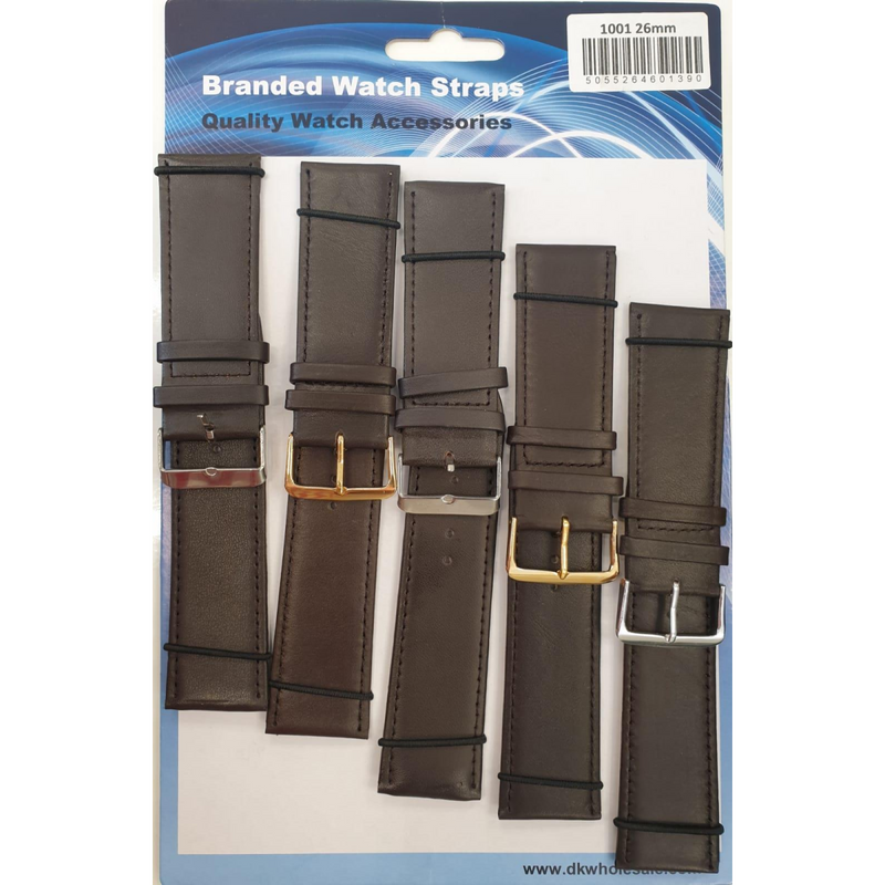 Brown Leather Watch Straps Pk5 size 26mm 1001BR