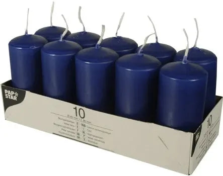 Pillar Candles Pack Of 10 Dark Blue
