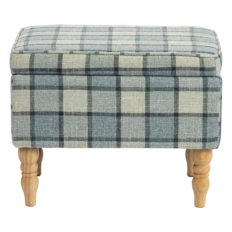 HOMCOM Linen Fabric Upholstered Footstool, Rectangular Storage Stool with Removable Top, Padded Seat and Hidden Space, Grey