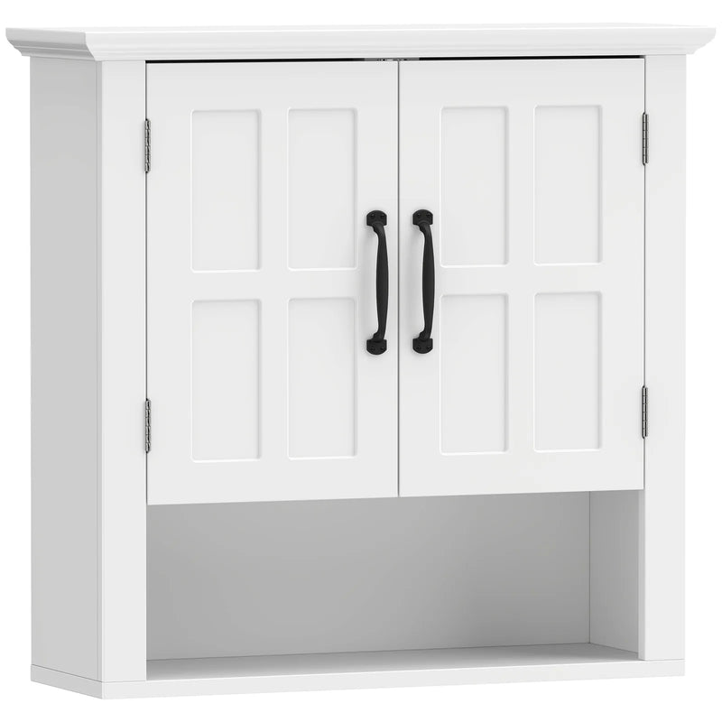 HOMCOM Bathroom Wall Cabinet, Medicine Cabinet, Kitchen Cupboard with 2 Doors and Adjustable Shelf, White
