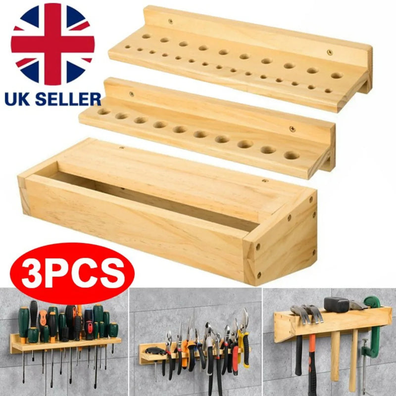 3x Wall Mounted Screwdriver Holder Storage Rack Wrench Workshop Tool Organizer