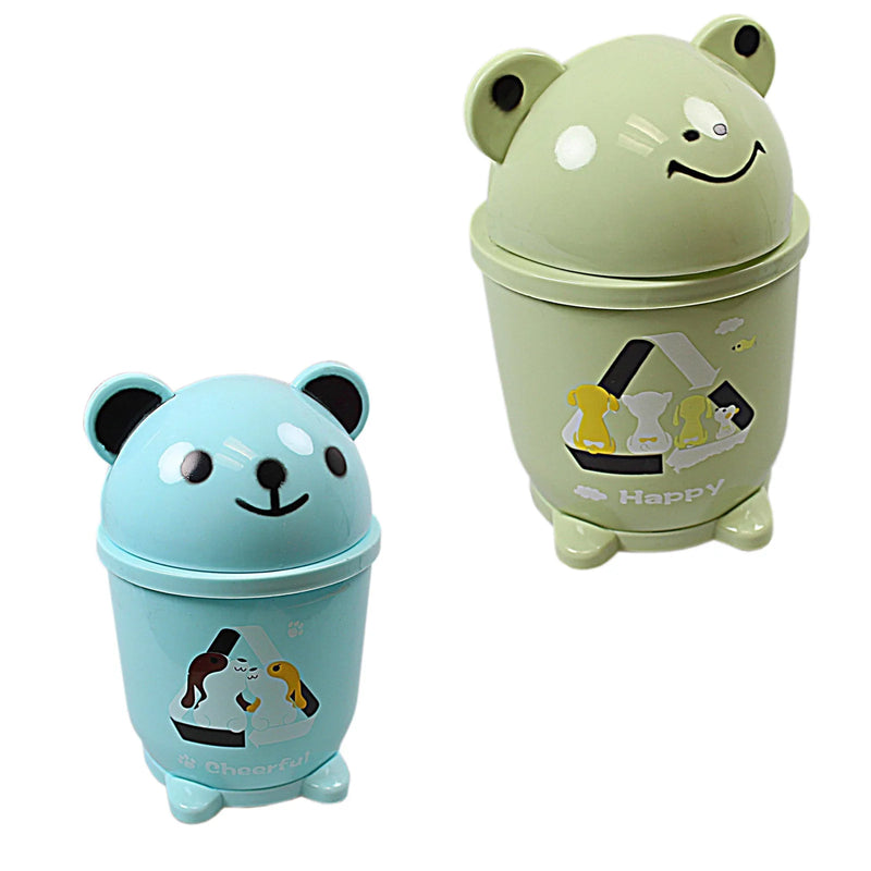 Mini Plastic Desk Bin With Animal Cartoon Design Assorted Colours
