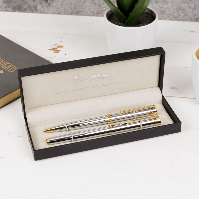 Stratton Rollerball & Ballpoint Pen Set - Silver & Gold