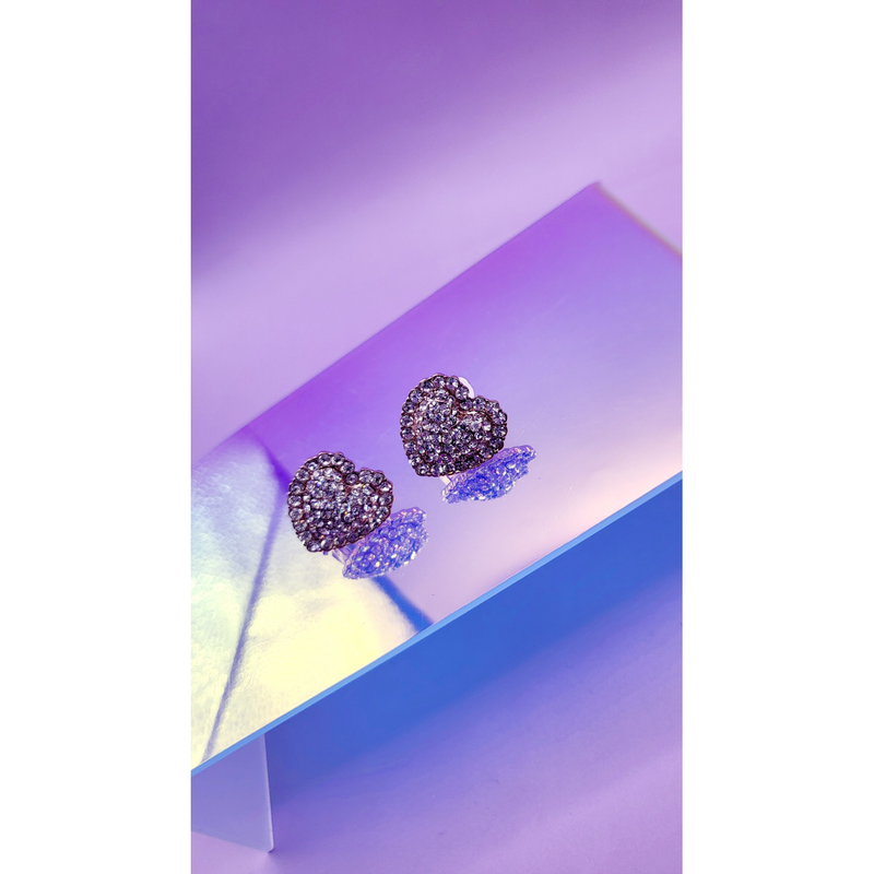 Luxe Heart Crystal Non Pierced Clip On Earrings