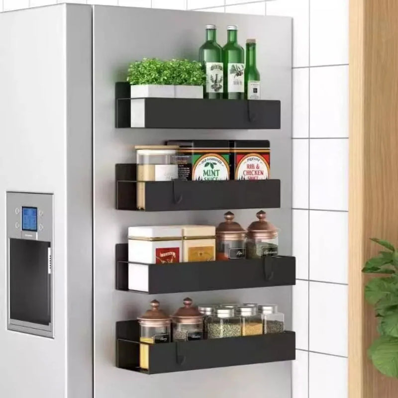 2Pcs 1S+1L Spice Rack for Refrigerator Metal Versatile spice rack Storage Space New