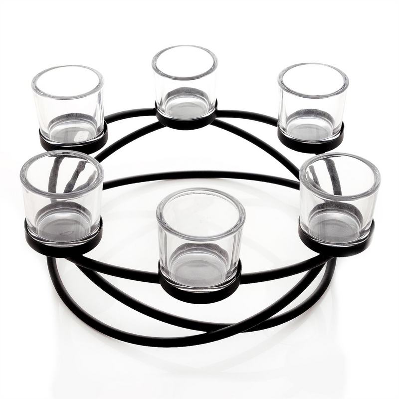 Hestia Black Metal Wreath Candle Holder 31cm