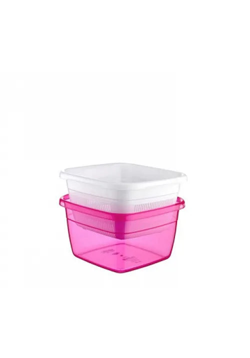 Hobby Emerald Square Basin Bowl With Strainer Plastic 3.8Lt Assorted Colours (Parcel Rate)