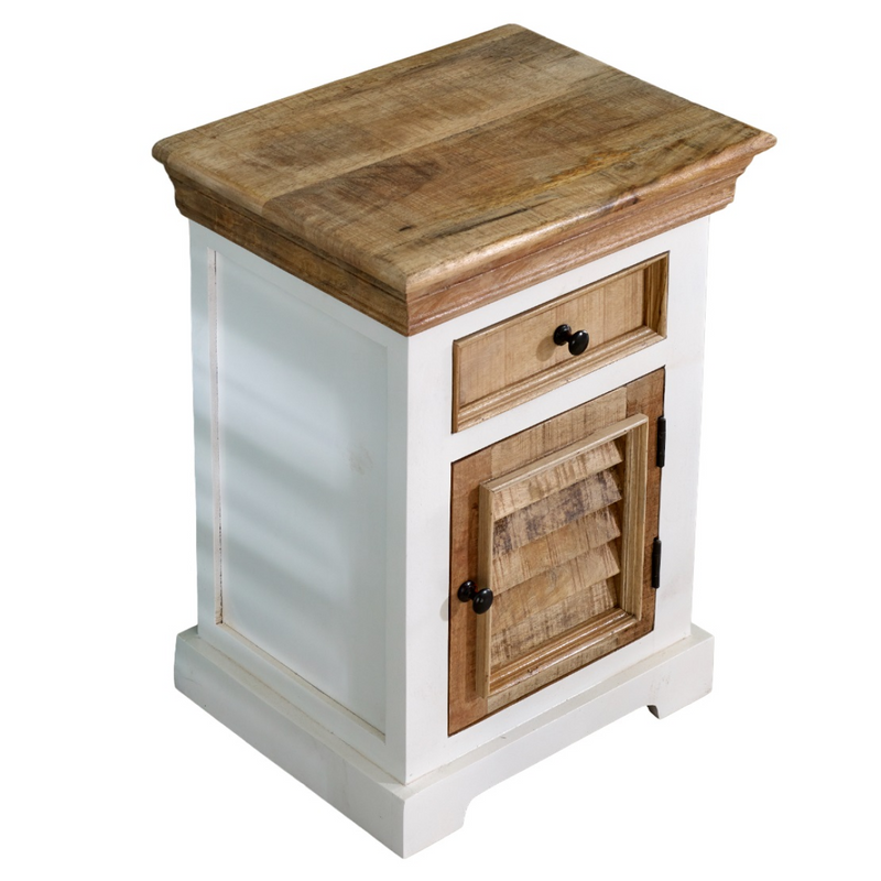 Alfie Solid Mango Wood Bedside Cabinet 1 Drawer  1 Door