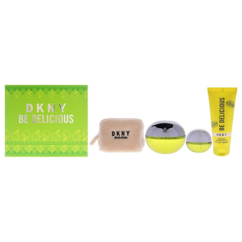 DKNY Be Delicious Gift Set (Eau De Parfum Spray 100ml  Eau De Parfum Spray 15ml  Body Lotion 100ml  Purse)