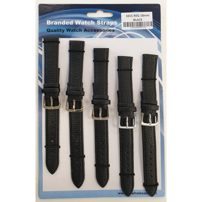 Black Leather Watch Straps Pk5 size 18mm 1015BK