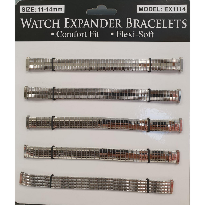 Watch Straps 11-14mm Expander 6 pack EX1114 Silver Colour