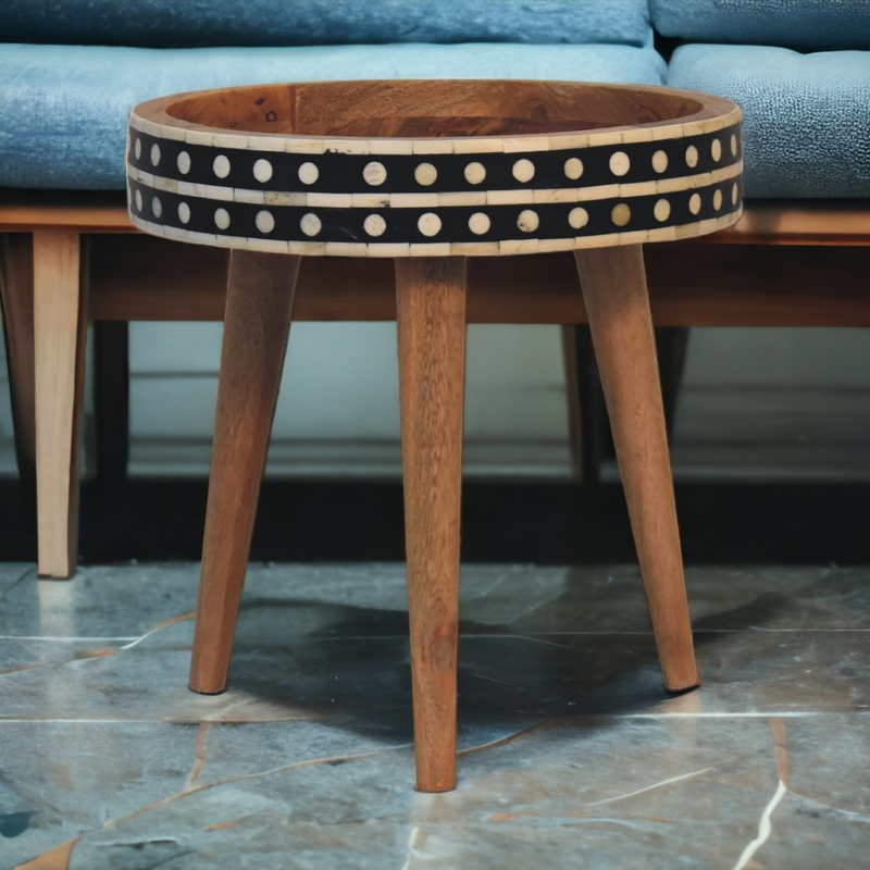 Artisan Furniture Solid Mango Wood Mini Pattern Nordic End Table