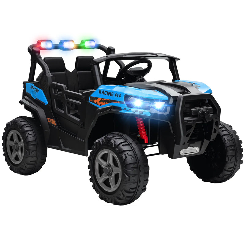 AIYAPLAY 24V Electric Ride on Car, 2-Seater Electric Car for Kids with Remote, Bluetooth, Soft Start, Suspension Spring, Blue
