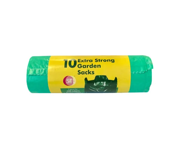 Green Garden Waste Sacks Bin Bags 100L Roll Of 10