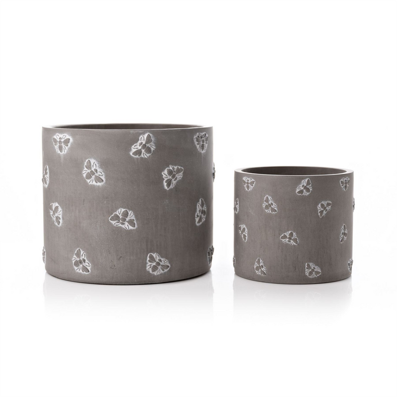 Set of 2 Bee Round Pots 20cm & 14cm