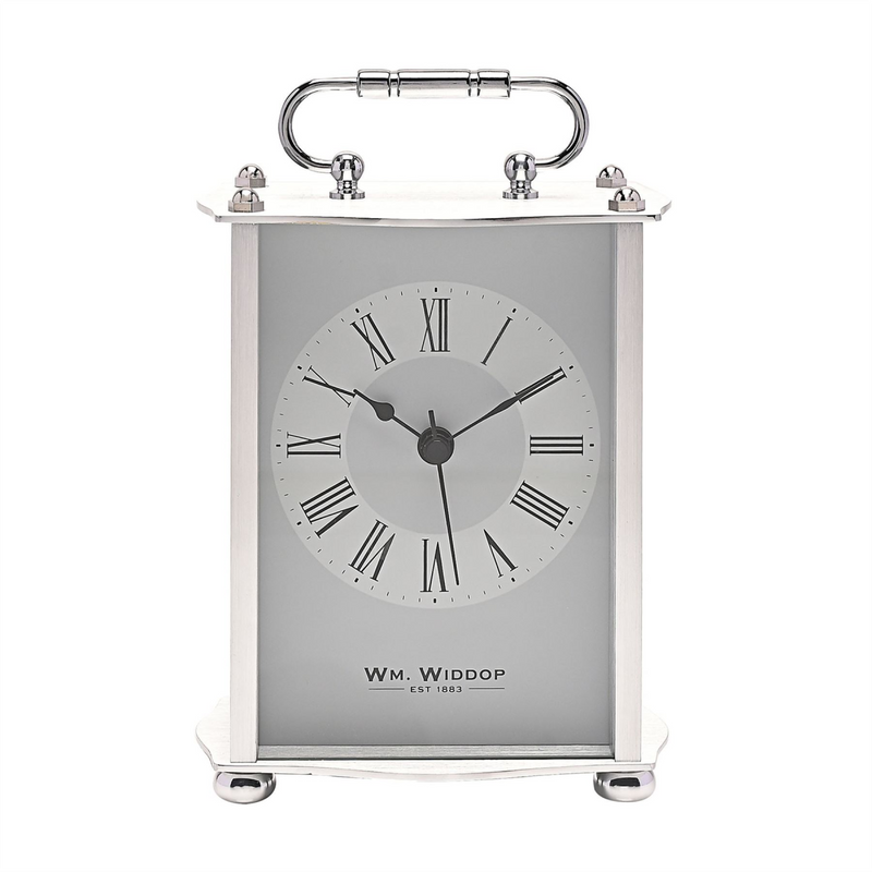 Wm.Widdop Carriage Alarm Clock - Silver