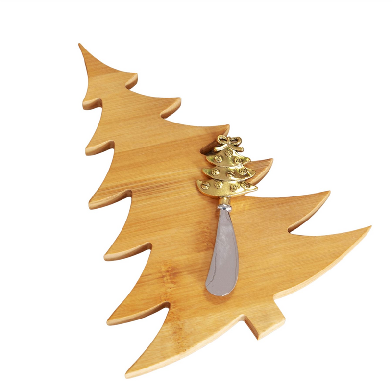Bamboo Tree Shaped Chopping Board with Knife