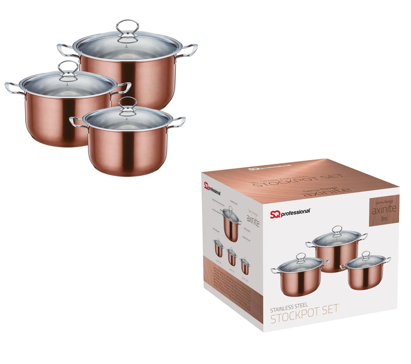 Sq Professional Stainless Steel Gems Range A x inite 3 Pieces Stock Pot