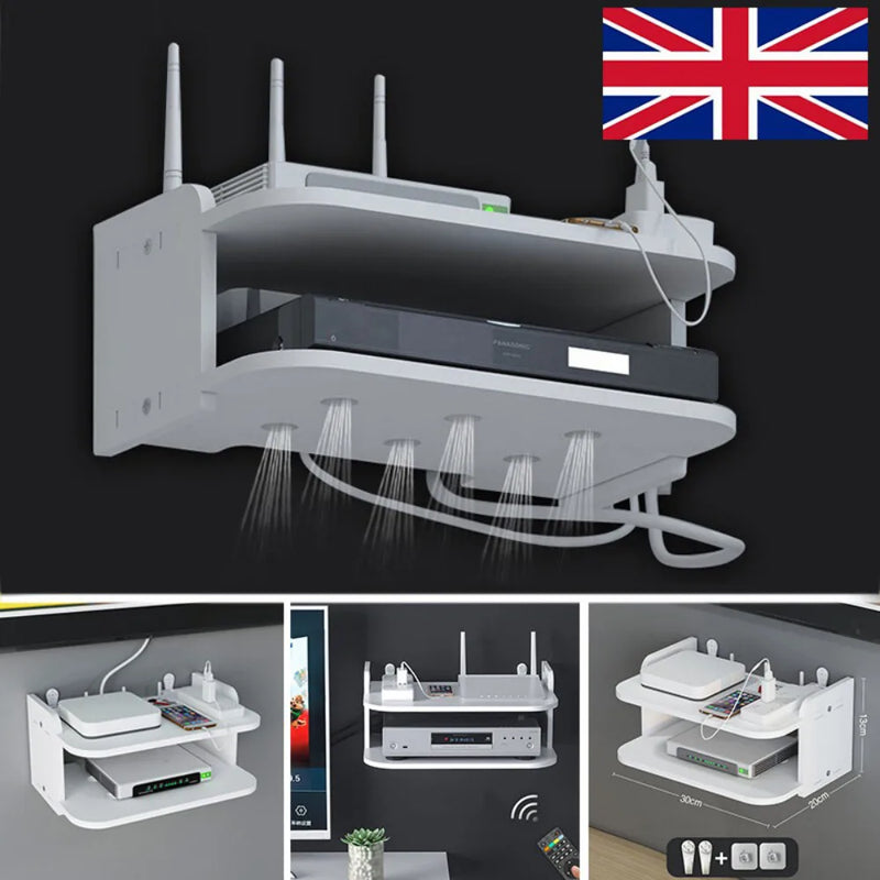 Wall Mount Router Storage Rack Floating Shelf For TV SKY BOX CD DVD Game Console