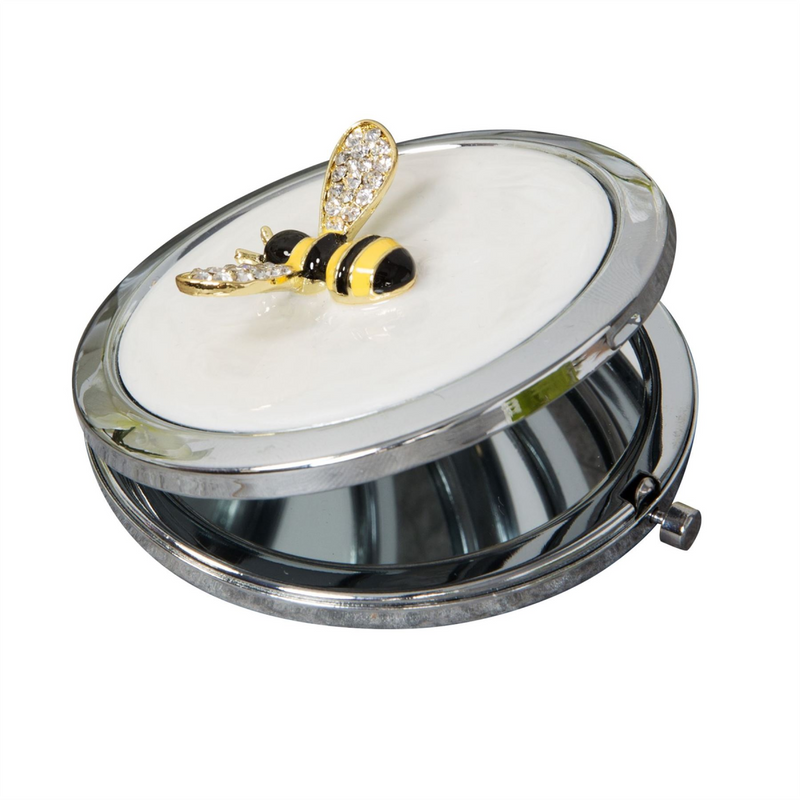 Sophia Silverplate & Crystal Bumble Bee Compact Mirror