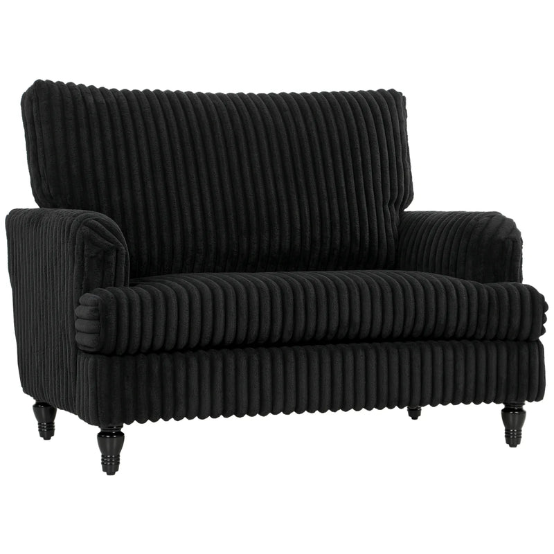 HOMCOM Corduroy Single Sofa Armchair, Modern Accent Chair with Stripes, Turned Legs and Wide Seat, Black