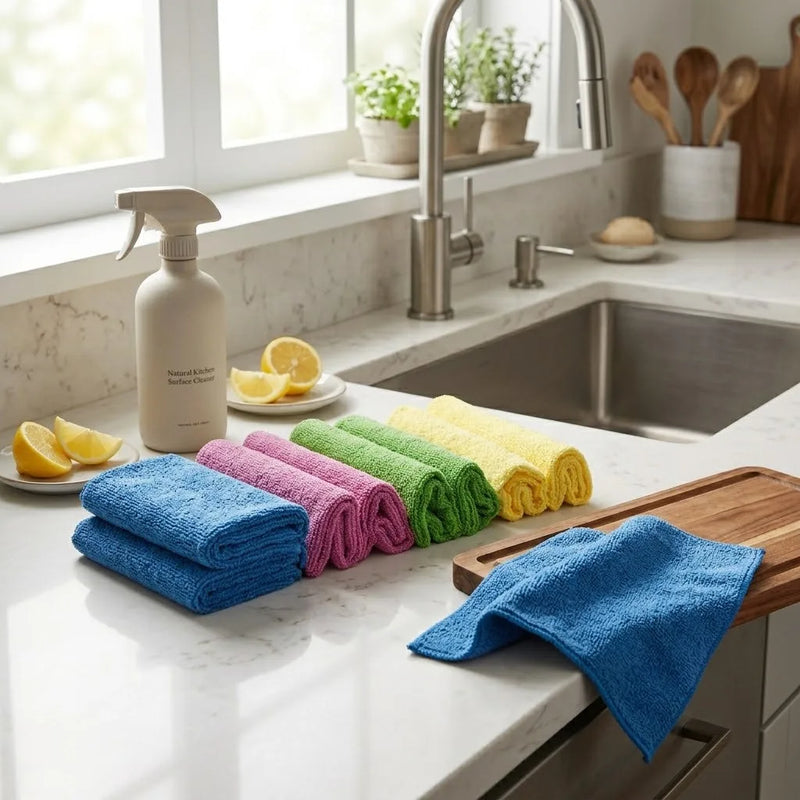 4 – Colour Microfibre Mop Cloth Set, 8 Pieces