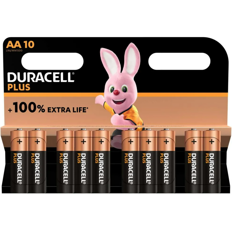 Duracell Plus MN1500+ AA Alkaline Batteries 10 Per Card