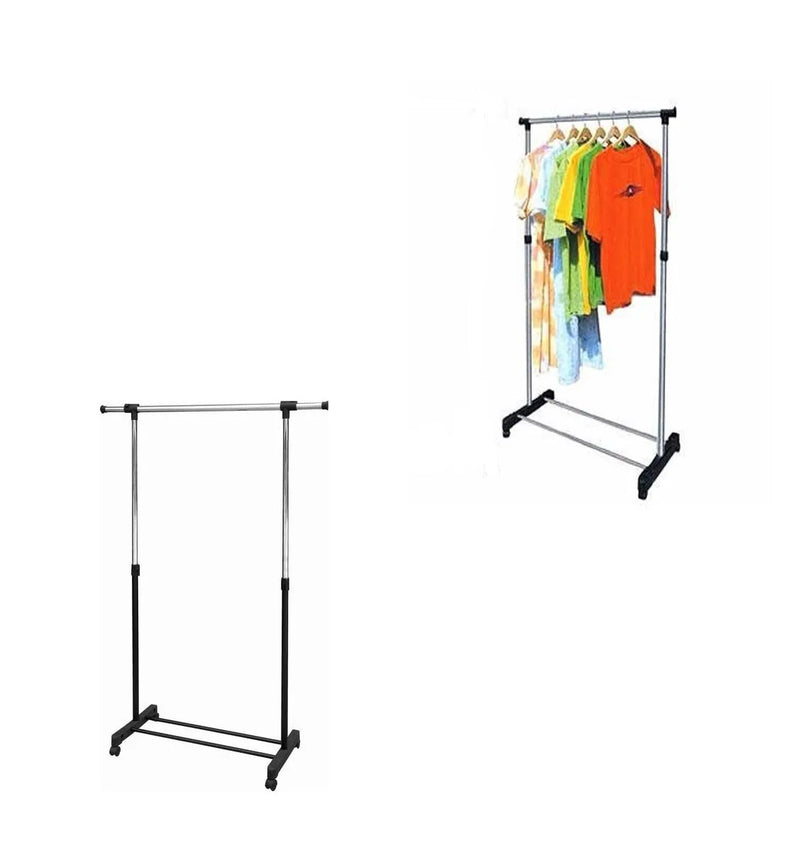Single Garment Holder Stainless Steel Clothes Pole Rack Adjustable 25Kg
