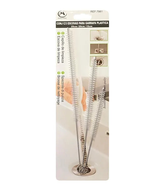 Fle x ible Sink Straw Pipe Cleaning Brush Set Of 3 Assorted Sizes
