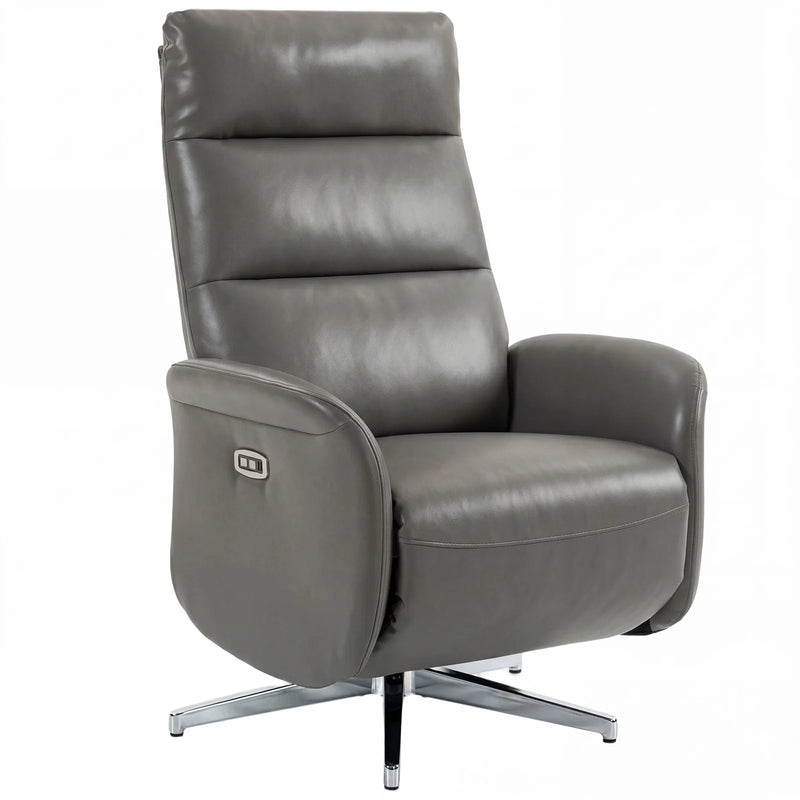 HOMCOM Power Recliner Chair, Swivel Electric Reclining Chair with Type C?, Recliner Armchair with Footrest, Dark Grey