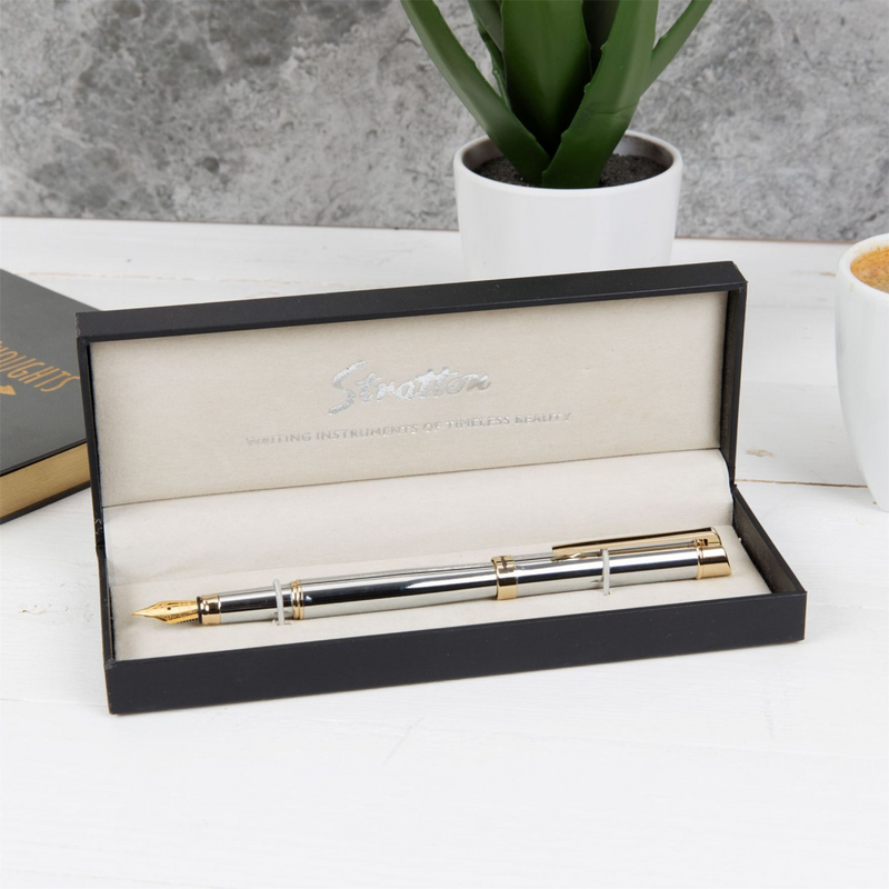 Stratton Fountain Pen - Silver & Gold