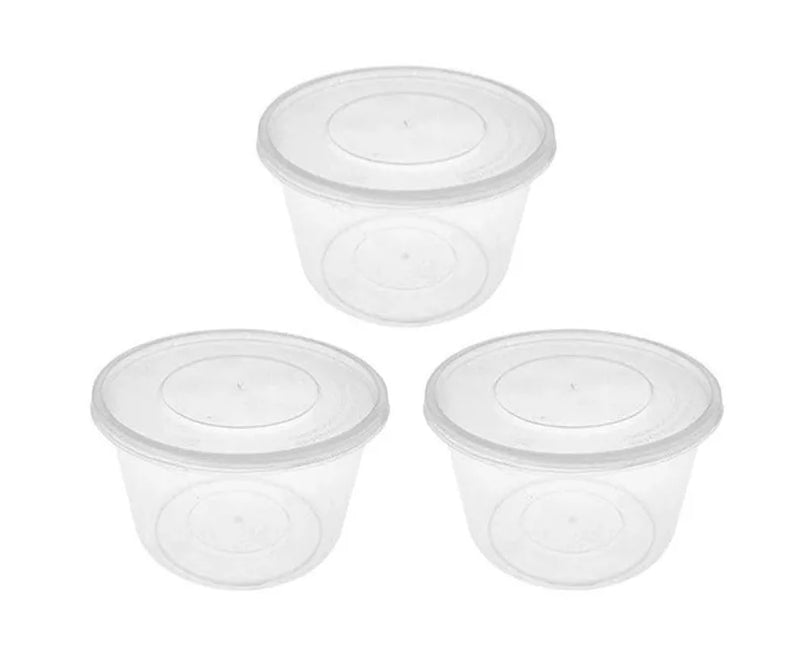 Disposable Plastic Round Food Container 40Oz 1250Ml Pack Of 3