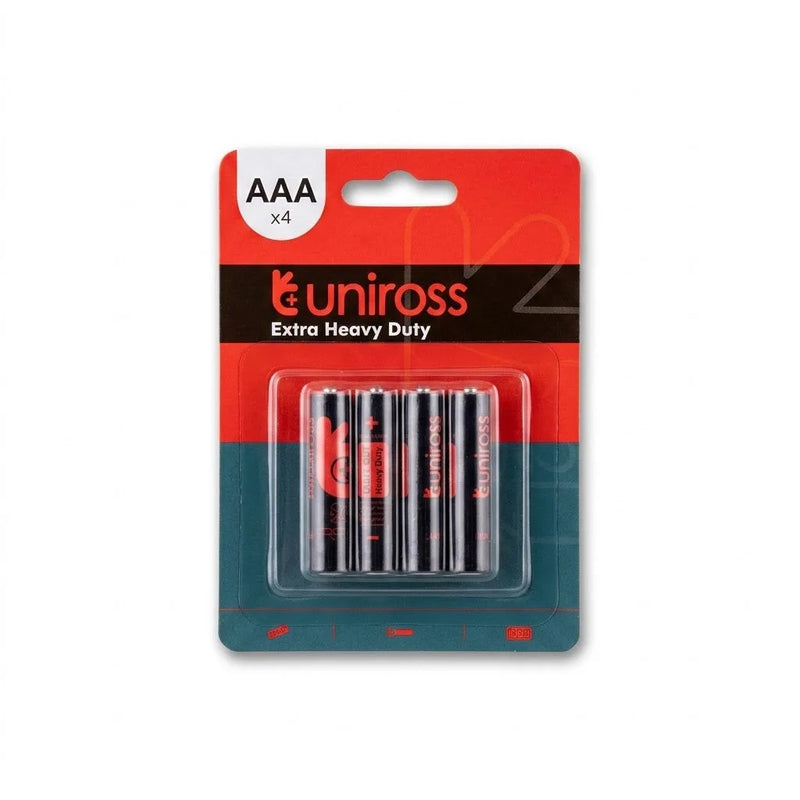 Uniross E x tra Heavy Duty Aaa Batteries, Pack Of 4, High Performance Power