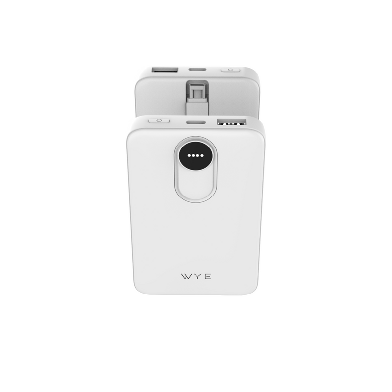 Wyeflux 5000mAh Portable Power Bank with USB-C Cable - White