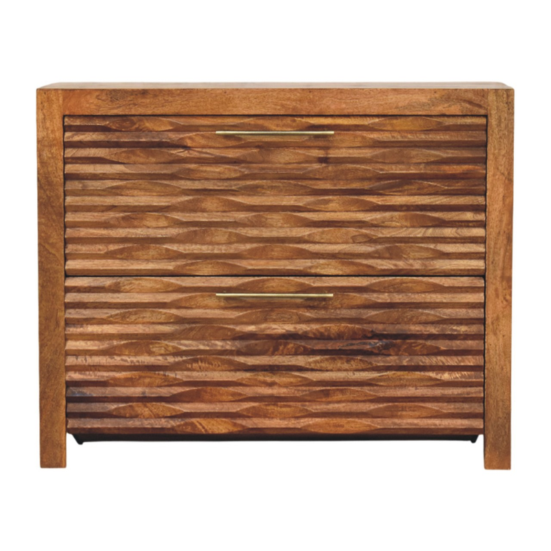 Artisan Furniture Solid Wood Amber Wavefront Cabinet, 2 Drawers, Brown
