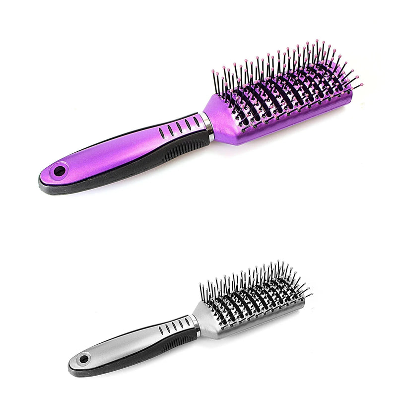 Plastic Rectangular Hair Brush Assorted Colours