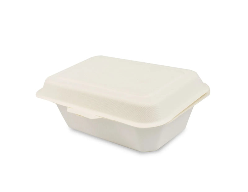 250 Pieces Disposable Eco Bagasse Hinged Take Away Food Container Meal Potato Bo x 600Ml