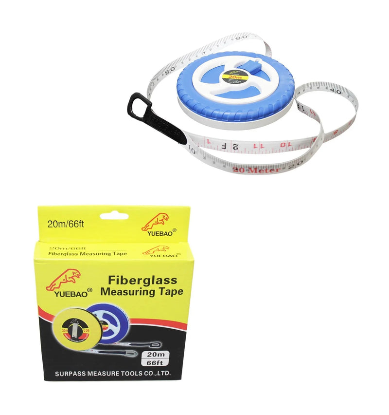 Fiberglass Tape Measure Builders Surveyors Long Reel Roll Measuring Tape 66Ft