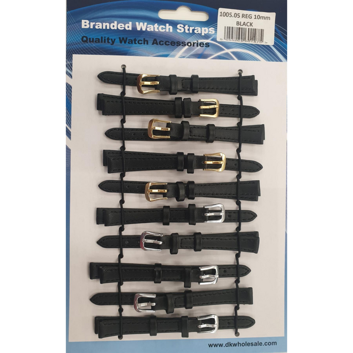 Leather Black Watch Straps Pk10 size 10mm 1005.05
