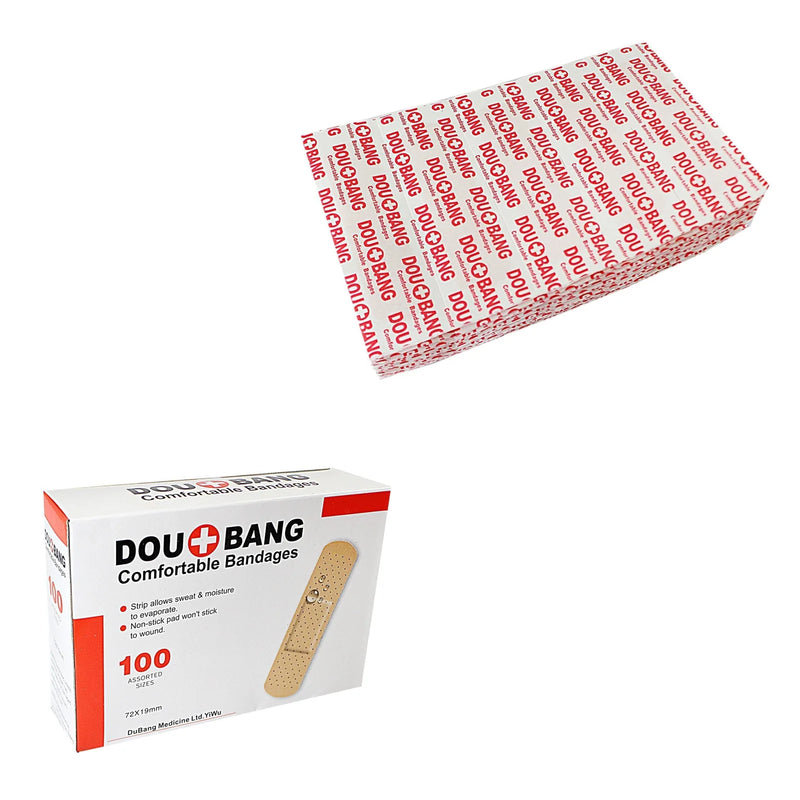 100 Pack Comfortable Bandages Assorted Sizes Sweat Proof