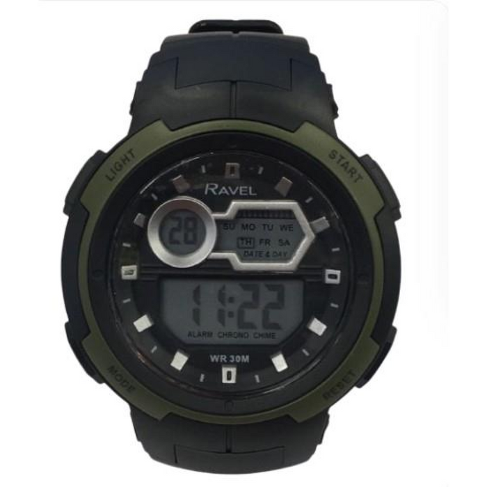 Ravel Mens 3ATM Digital Sports Green/Black Watch RDG.14.38