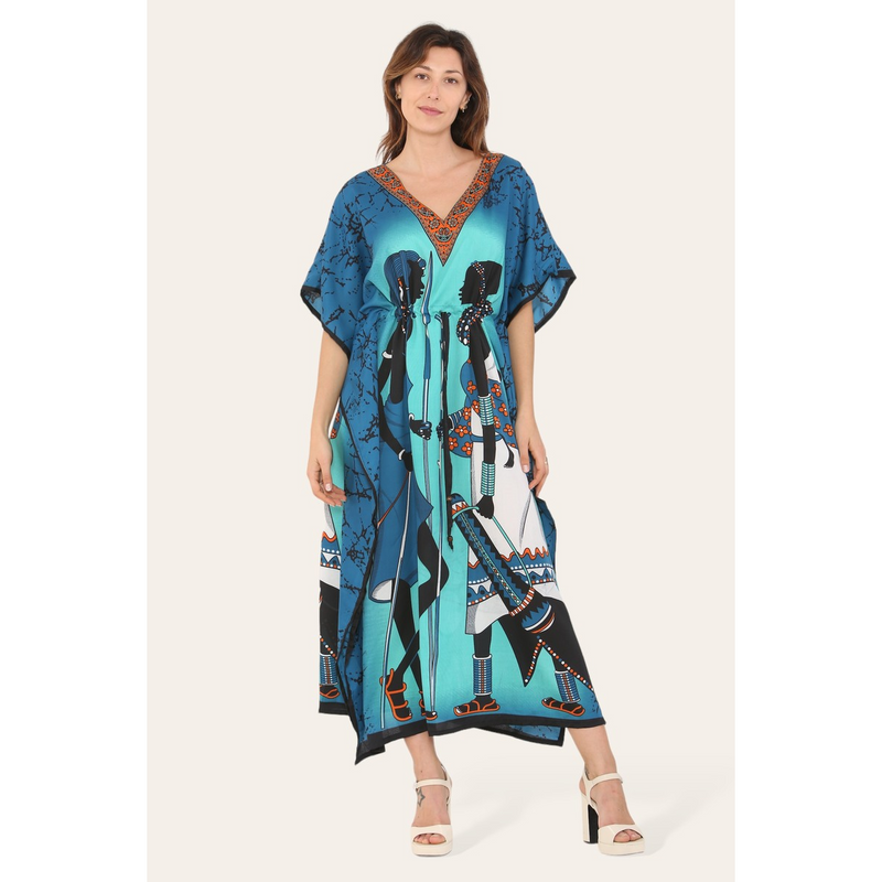 Elegant African Print Caftan Dress – Traditional Style with a Modern Touch