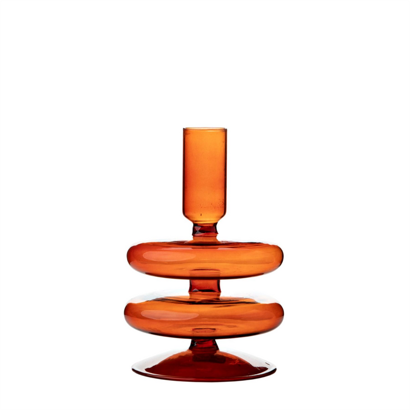 Hestia Glass Candle Holder Terracotta 15 x 9cm