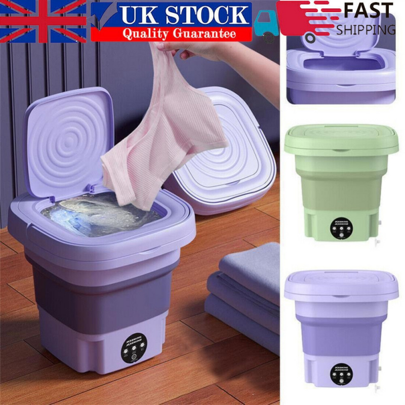 8L Portable Washing Machine Mini Washer Foldable Washer and Spin Dryer Travel UK Green