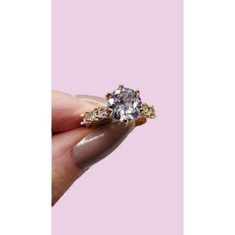 Iced Out Crystal Ring Gold Box set of 12