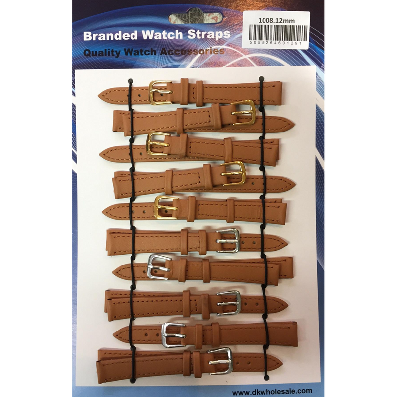 Leather Brown Tan Extra Long Watch Straps Pk10 16mm
