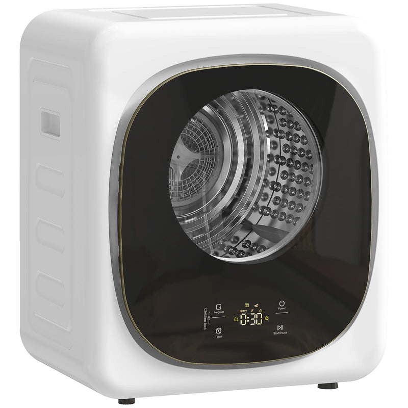 HOMCOM 4kg Vented Tumble Dryer with 5 Drying Mode, 800W Compact Freestanding Front Tumble Dryer White